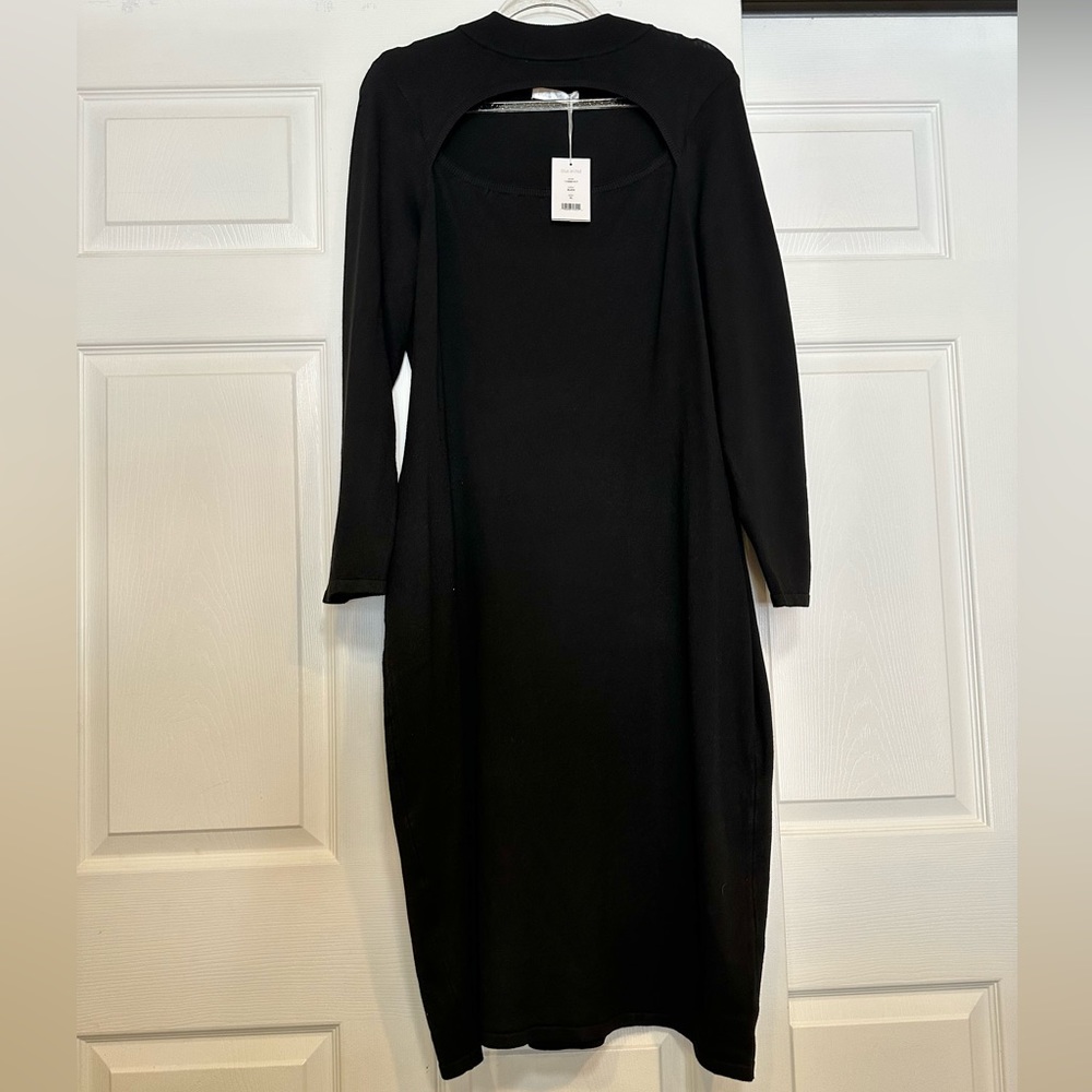 NWT WOMEN’S BLUE ORCHID BLACK CUT OUT MIDI SWEAT DRESS SIZE XL.